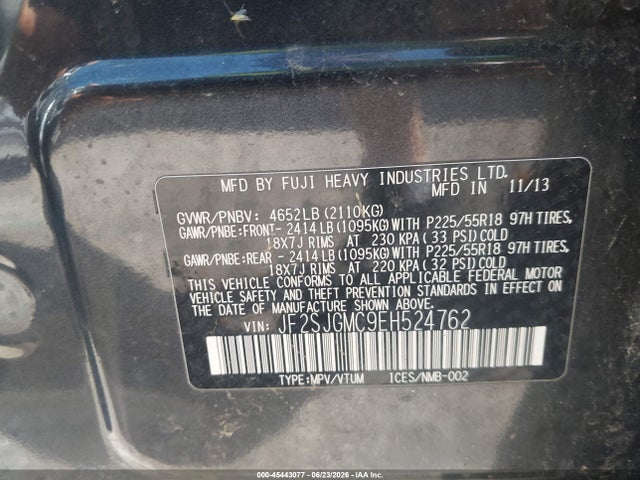 Aukcja sprzedaży 2014 Subaru Forester 2.0xt Touring, vin: JF2SJGMC9EH524762, numer aukcji: 45443077