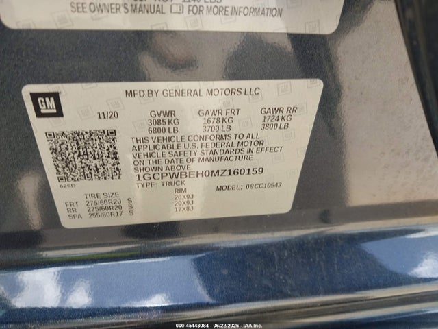 1GCPWBEH0MZ160159 Chevrolet Silverado 1500 2wd Short Bed Custom