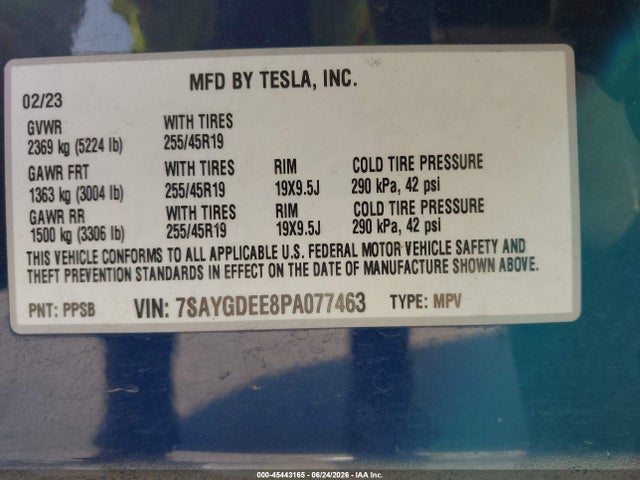 Продажа на аукционе авто 2023 Tesla Model Y Awd/long Range Dual Motor All-wheel Drive, vin: 7SAYGDEE8PA077463, номер лота: 45443165