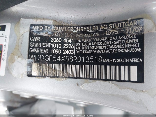 Aukcja sprzedaży 2008 Mercedes-benz C 300 Luxury/sport, vin: WDDGF54X58R013518, numer aukcji: 45443279
