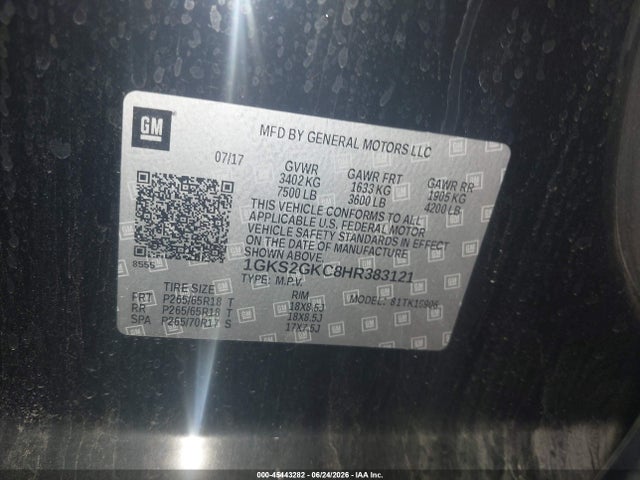 GMC Yukon Xl Slt 2017 1GKS2GKC8HR383121 Image 9