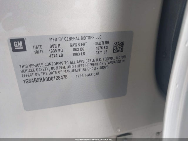 Aukcja sprzedaży 2013 Cadillac Ats Luxury, vin: 1G6AB5RA0D0128478, numer aukcji: 45443304