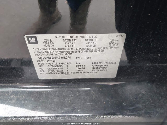 Продаж на аукціоні авто 2017 Gmc Sierra 2500hd Sle, vin: 1GT12SEGXHF166289, номер лоту: 45443449