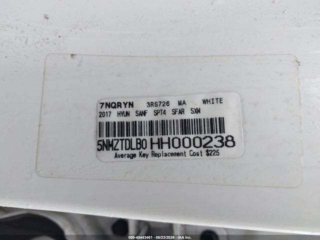 Aukcja sprzedaży 2017 Hyundai Santa Fe Sport 2.4l, vin: 5NMZTDLB0HH000238, numer aukcji: 45443461