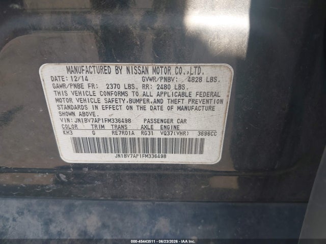 Продаж на аукціоні авто 2015 Infiniti Q50 Premium/sport, vin: JN1BV7AP1FM336498, номер лоту: 45443511