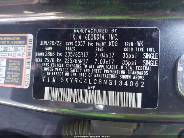 KIA SORENTO LX 2022 5XYRG4LC8NG134062 Image 9