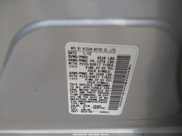 Nissan Rogue Select S 2015 JN8AS5MV5FW754880 Image 9