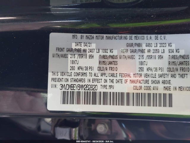 Продаж на аукціоні авто 2021 Mazda Cx-30 2.5 Turbo Premium Plus, vin: 3MVDMBEY6MM262820, номер лоту: 45443741