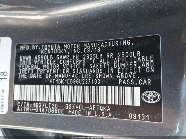 Toyota Avalon Touring 2016 4T1BK1EB8GU237403 Image 9