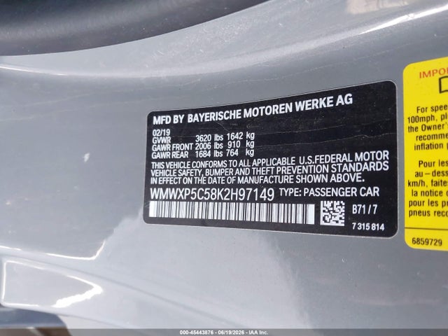 Aukcja sprzedaży 2019 Mini Hardtop Cooper, vin: WMWXP5C58K2H97149, numer aukcji: 45443876