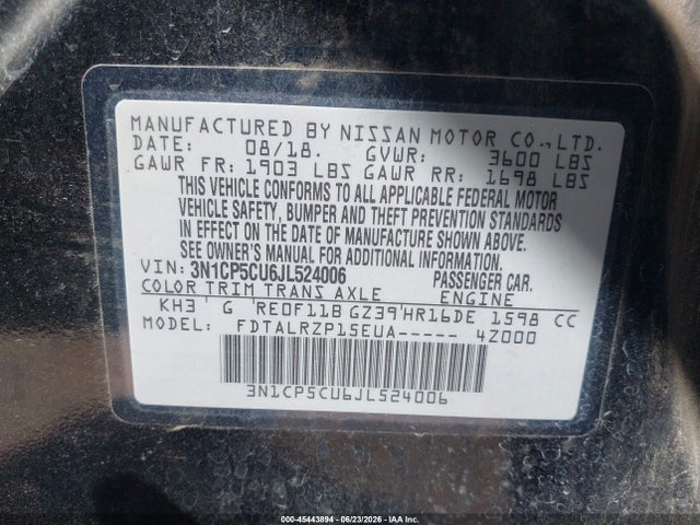 Nissan KICKS S 2018 3N1CP5CU6JL524006 Image 9
