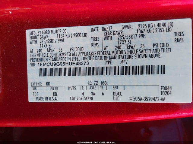 1FMCU9G95HUE48373 Ford ESCAPE SE