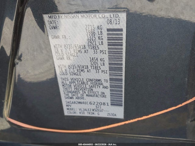 Nissan Pathfinder Sv 2014 5N1AR2MN4EC622081 Image 9