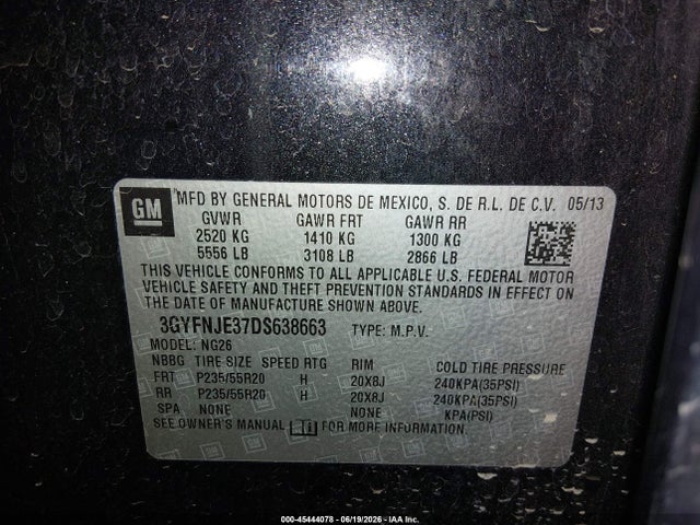 Продажа на аукционе авто 2013 Cadillac Srx Premium Collection, vin: 3GYFNJE37DS638663, номер лота: 45444078