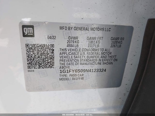 1G1FY6S09N4123324 Chevrolet Bolt Euv Fwd Lt