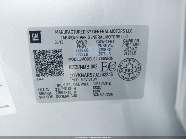 Cadillac XT5 2018 1GYKNARS7JZ242246 Image 9