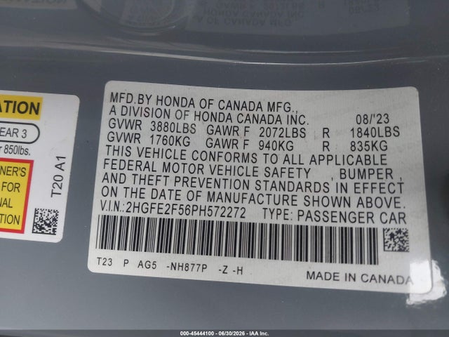 Honda Civic Sport 2023 2HGFE2F56PH572272 Image 9