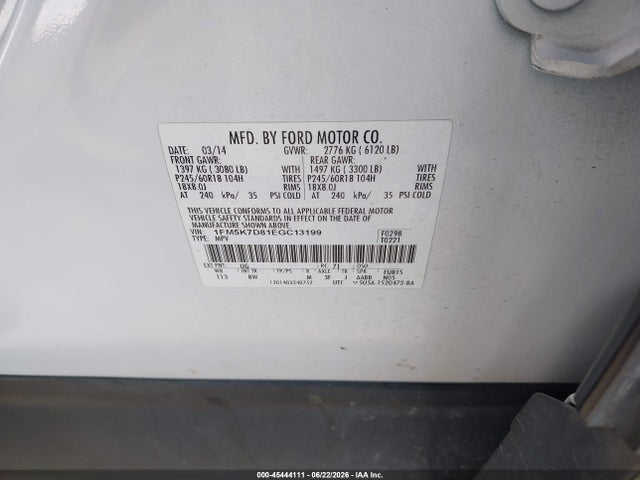 Ford EXPLORER XLT 2014 1FM5K7D81EGC13199 Image 9