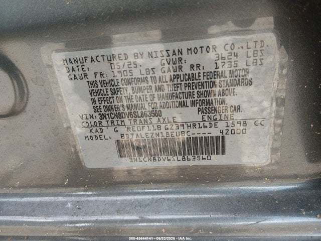 Nissan Versa 1.6 S 2025 3N1CN8DV6SL863560 Image 9