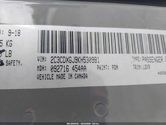 Продажа на аукционе авто 2019 Dodge Charger Scat Pack Rwd, vin: 2C3CDXGJ9KH530981, номер лота: 45444161
