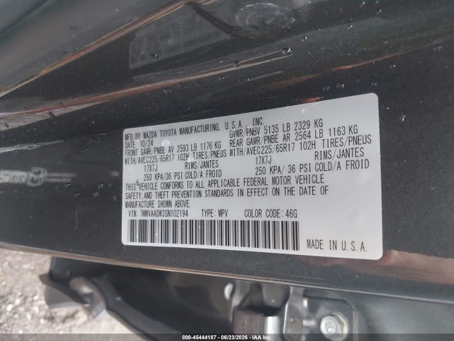 Aukcja sprzedaży 2025 Mazda Cx-50 Hybrid Premium Package, vin: 7MMVAADW3SN102194, numer aukcji: 45444187