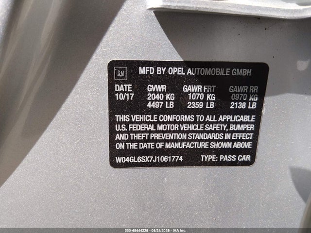 Aukcja sprzedaży 2018 Buick Regal Sportback Preferred, vin: W04GL6SX7J1061774, numer aukcji: 45444225
