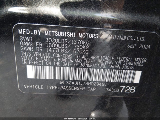 ML32AUHJ7RH029491 Mitsubishi Mirage Es/le