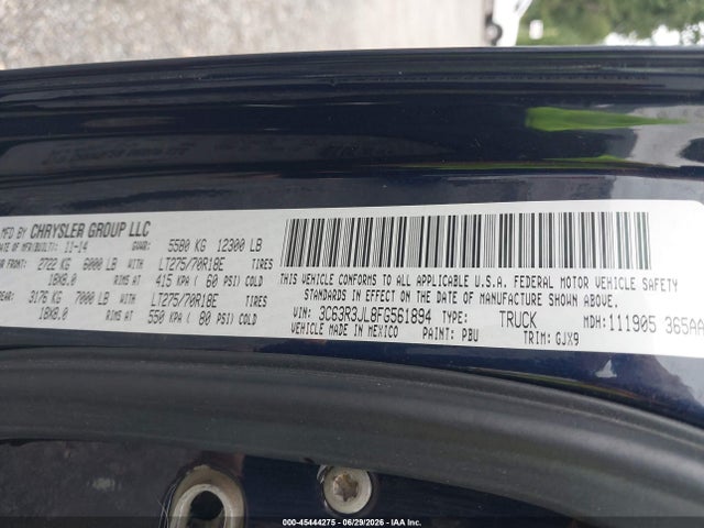 Auction sale of the 2015 Ram 3500 Laramie, vin: 3C63R3JL8FG561894, lot number: 45444275
