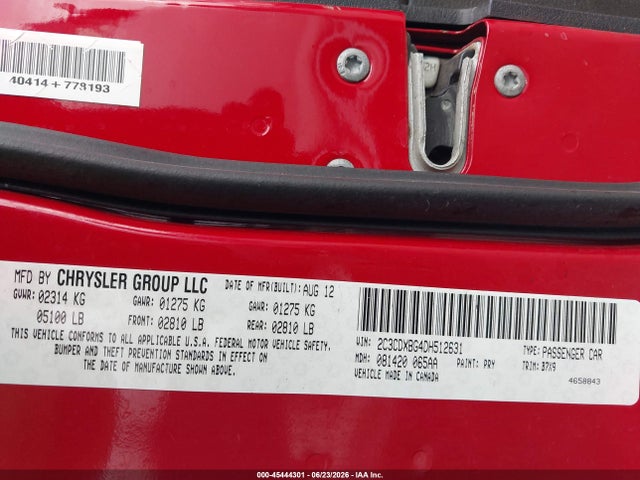 Aukcja sprzedaży 2013 Dodge Charger Se, vin: 2C3CDXBG4DH512631, numer aukcji: 45444301