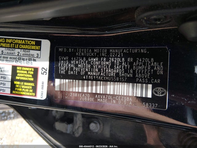 4T1G11AKXMU558157 Toyota CAMRY SE