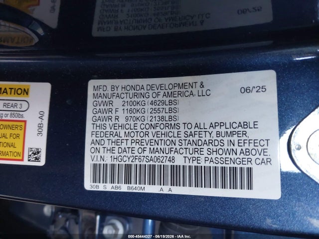 1HGCY2F67SA062748 Honda Accord Hybrid Ex-l
