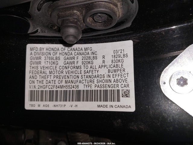 Honda Civic Sport 2021 2HGFC2F84MH552436 Image 9