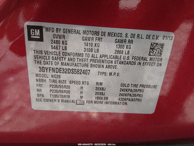 Продажа на аукционе авто 2013 Cadillac Srx Performance Collection, vin: 3GYFNDE32DS582407, номер лота: 45444379