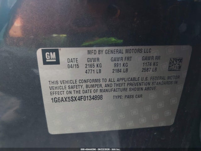 Aukcja sprzedaży 2015 Cadillac Cts Luxury, vin: 1G6AX5SX4F0134898, numer aukcji: 45444396