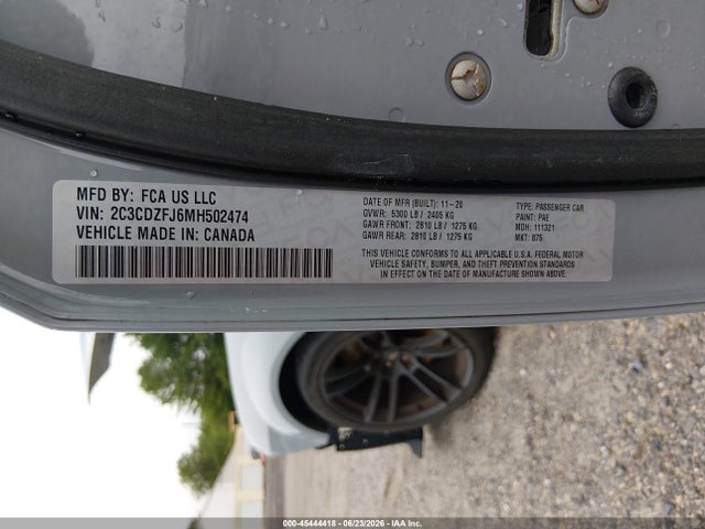 Продажа на аукционе авто 2021 Dodge Challenger R/t Scat Pack Widebody, vin: 2C3CDZFJ6MH502474, номер лота: 45444418
