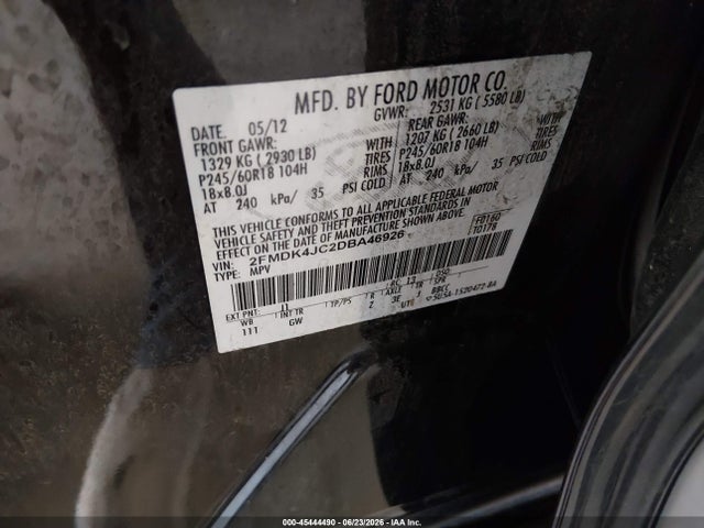 Продажа на аукционе авто 2013 Ford Edge Sel, vin: 2FMDK4JC2DBA46926, номер лота: 45444490