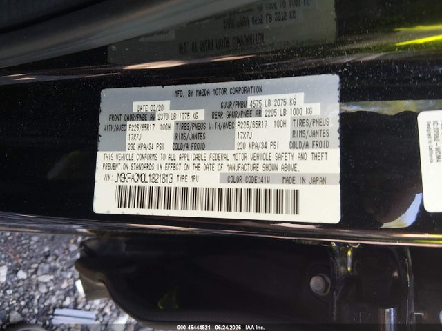 Aukcja sprzedaży 2020 Mazda Cx-5 Touring, vin: JM3KFACM0L1821813, numer aukcji: 45444521