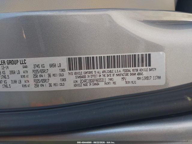 Продажа на аукционе авто 2015 Chrysler Town & Country Touring, vin: 2C4RC1BG6FR655311, номер лота: 45444569
