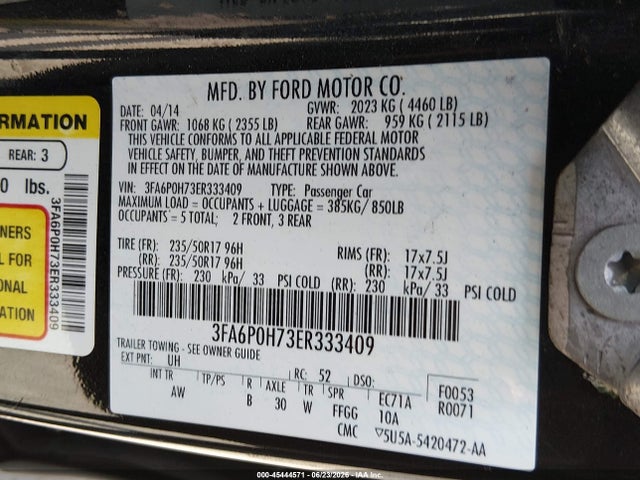 Ford FUSION SE 2014 3FA6P0H73ER333409 Image 9