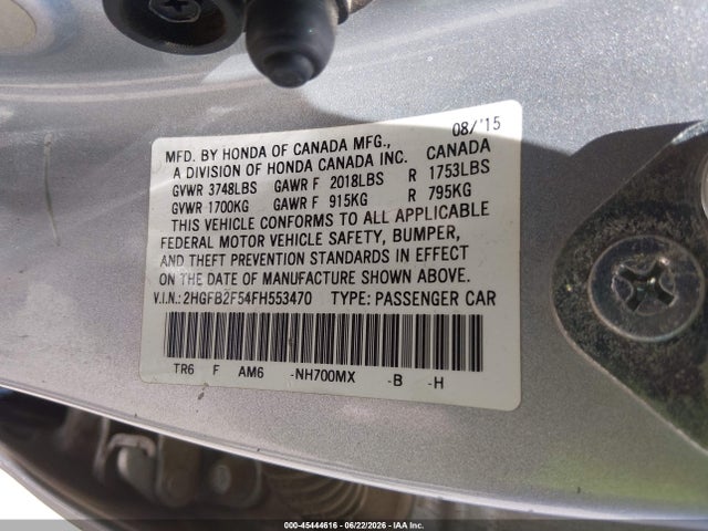 Honda Civic Lx 2015 2HGFB2F54FH553470 Image 9