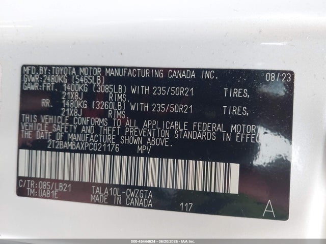 Aukcja sprzedaży 2023 Lexus Rx 350 Premium Plus, vin: 2T2BAMBAXPC021176, numer aukcji: 45444624