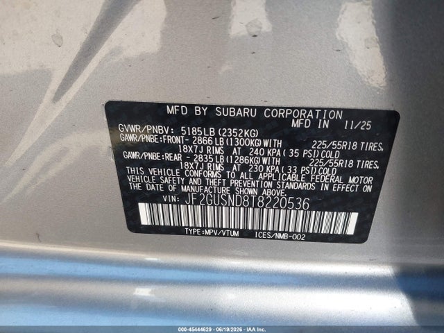JF2GUSND8T8220536 Subaru Crosstrek Limited