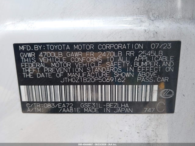 Продажа на аукционе авто 2023 Lexus Is 350 F Sport, vin: JTHGZ1B20P5069162, номер лота: 45444687
