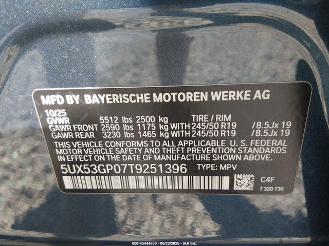 BMW X3 30 Xdrive 2026 5UX53GP07T9251396 Image 9