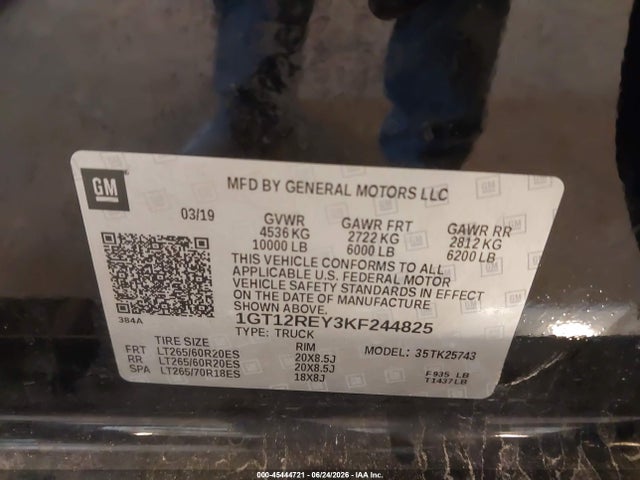 Aukcja sprzedaży 2019 Gmc Sierra 2500hd Slt, vin: 1GT12REY3KF244825, numer aukcji: 45444721