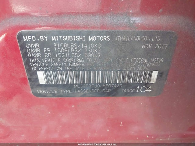 Mitsubishi Mirage G4 Es 2018 ML32F3FJ0JHF07420 Image 9