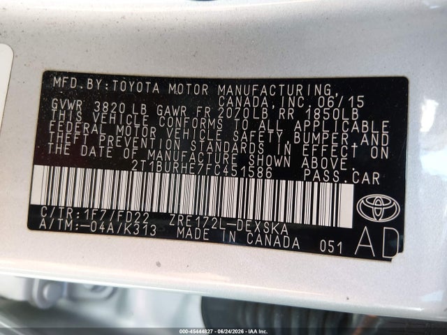 Toyota Corolla S Plus 2015 2T1BURHE7FC451586 Image 9