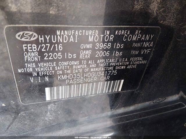 KMHD35LH0GU341775 Hyundai ELANTRA GT