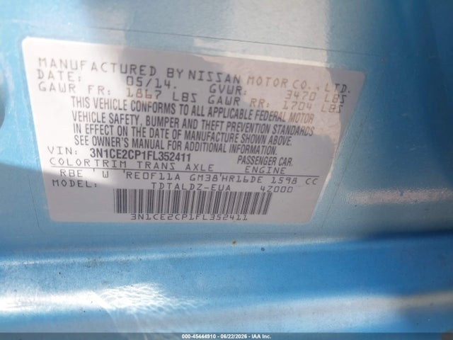 Aukcja sprzedaży 2015 Nissan Versa Note S (sr)/s Plus/sl/sr/sv, vin: 3N1CE2CP1FL352411, numer aukcji: 45444910