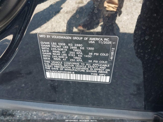 Продаж на аукціоні авто 2026 Volkswagen Atlas Se, vin: 1V2LN2CA5TC526818, номер лоту: 45444924